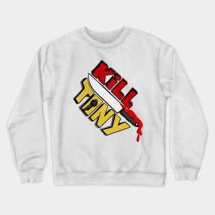 Kill Tony Podcast Fun Fan Logo WIth Microphone and a Knife (White) Crewneck Sweatshirt